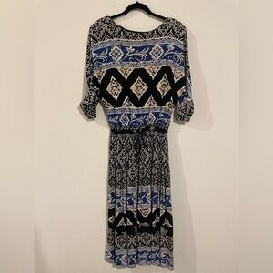 Carole Little Women’s Vintage Midi Dress Size 4 Blue Paisley Floral Cottagecore